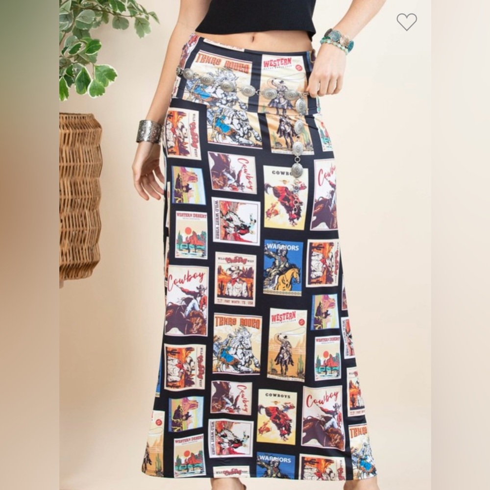 Avery Multicolor Western Print Skirt